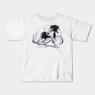 Black Tobiano Gypsy Vanner Horse Kids T-Shirt